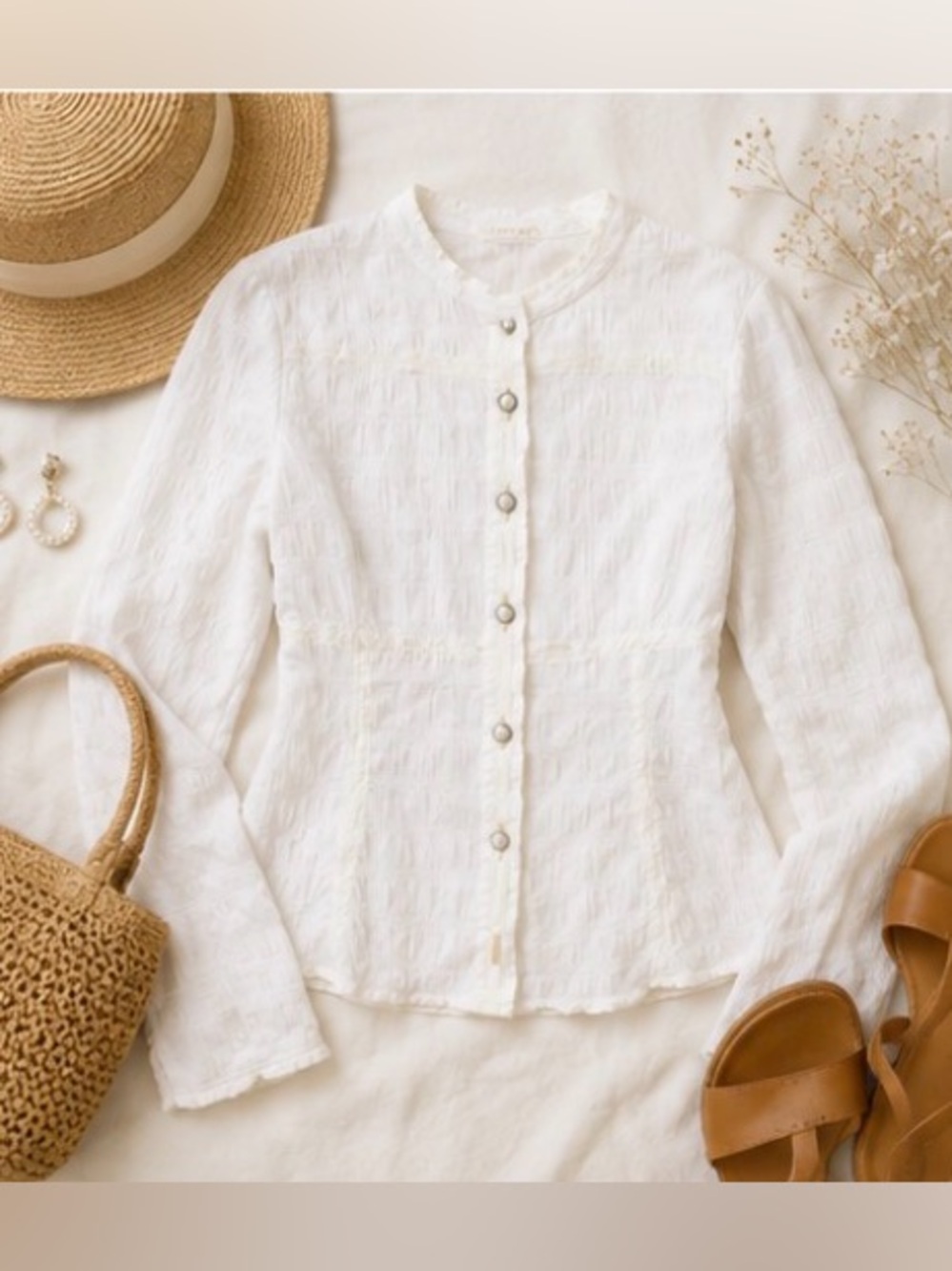 [Neesh by D.A.R] White Ribbon Button Jacket XS - Picture 5 of 7